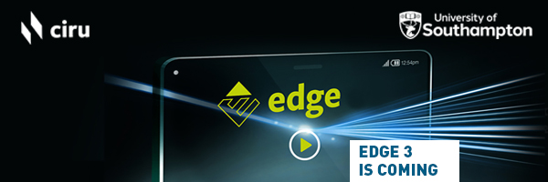 EDGE3 is coming graphic blue and green